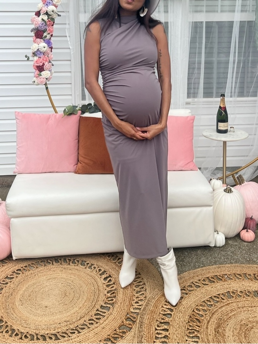 Zara Sleeveless Taupe-Grey Maxi Dress